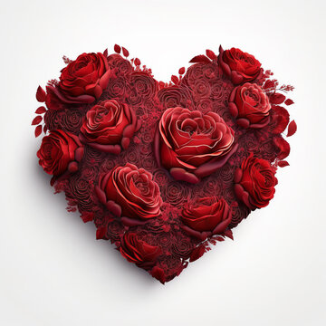 Heartshaped red roses in full bloom symbolizing love and affection
