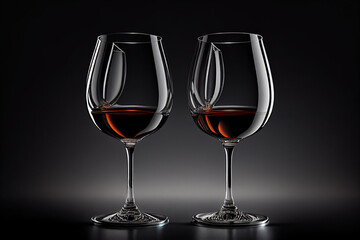 glass of wine Two Glasses of Bordeaux Wine by AI technology