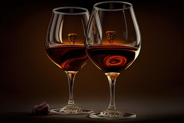 glass of red wine Two Glasses of Bordeaux Wine by AI technology