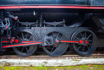 Old train locomotive wheel, collection of Ambarawa railway museum located in Ambarawa, Semarang, Indonesia.
