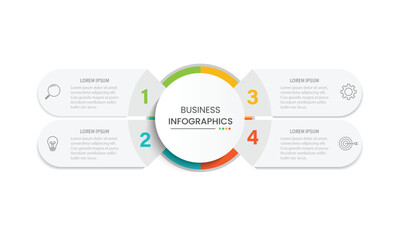 Naklejka premium Modern infographic template. Creative circle element design with marketing icons. Business concept with 4 options, steps, sections. 