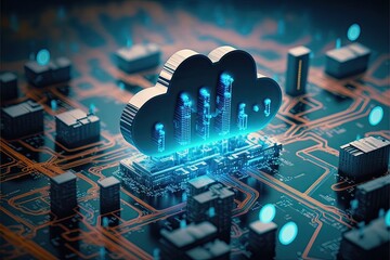 Cloud computing for digital storage and transfer big data on internet.futuristic.Generative AI