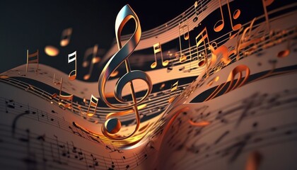 music note   background. Design element for song, melody or tune. - obrazy, fototapety, plakaty