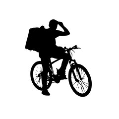 Fototapeta premium silhouette of person riding bicycle with transparent background