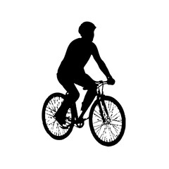 silhouette of person riding bicycle with transparent background