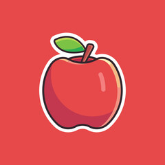 Apple icon vector illustration with flat cartoon style