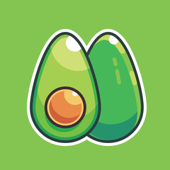 Avocado icon vector illustration with flat cartoon style