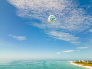 Aerial photo parasailing on the beach