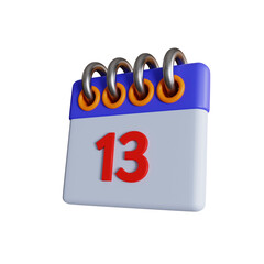 red date 13 isometric calendar 3d illustration