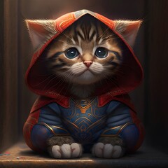 Obraz premium Little Cat Inspired by Spider Man Horizon generated by AI