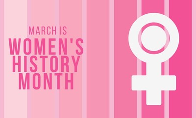 March is National Women’s History Month. Women's day design with pink background