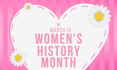 March is National Women’s History Month. Women's day design with pink background