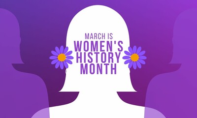 March is National Women’s History Month. Women's day design with women icon and daisy flowers