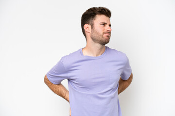 Obraz premium Young caucasian man isolated on white background suffering from backache for having made an effort
