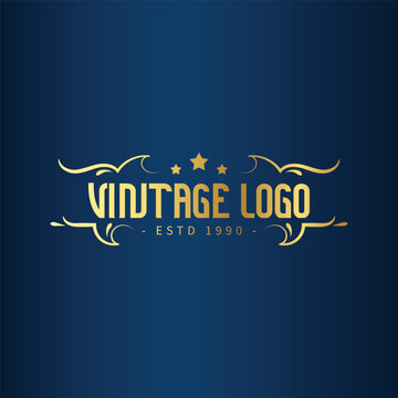 Vintage frame logo with gold color. Antique label. Suitable for studio, barber shop, label, brewing, salon, shop, signage.