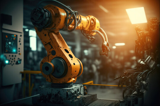 ai generated robotics automatic arms machine in intelligent factory