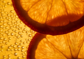 juicy slices of orange, macro photography