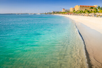 Palm Beach on Aruba island in the Caribbean Sea, Dutch Antilles