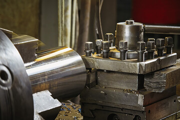 Close-up work of a lathe
