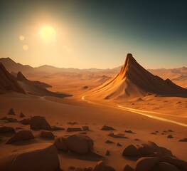 Fototapeta na wymiar Desolate Desert Landscape with Dunes