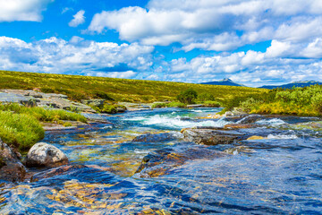 Beautiful mountain and landscape nature panorama Rondane National Park Norway.