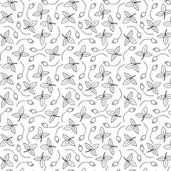 Monochrome background in black and white with flower buds and leaves . Decorative seamless pattern for wrapping paper, wallpaper, textile, greeting cards and invitations.