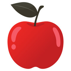 Red Apple Fresh Fruit Flat Design Illustration Vector Art