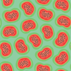 Abstract fruits pattern. Fruit cut. Decorative seamless pattern for wrapping paper, wallpaper, textile, greeting cards and invitations.