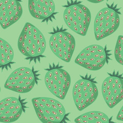 Green strawberry pattern. Decorative seamless pattern for wrapping paper, wallpaper, textile, greeting cards and invitations.