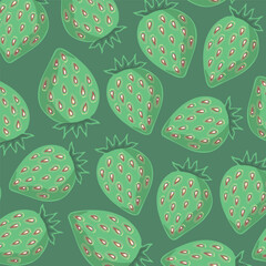Green strawberry pattern. Decorative seamless pattern for wrapping paper, wallpaper, textile, greeting cards and invitations.