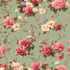 Obraz na płótnie Canvas Vintage flowers pattern wallpaper motif, floral