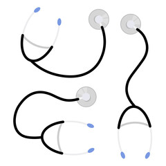 Set of different positions of a doctor's stethoscope