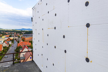 Styrofoam insulation boards, house insulation, house facade renovation