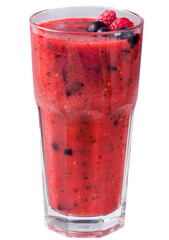 Berry smoothie in a glass. Isolated glass with thick cocktail - 567796399