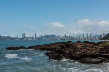 Panorama of the seafront of Balneario Camboriu, Santa Catarina, Brazil