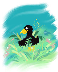 Obraz na płótnie Canvas Crow in the meadow