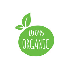 Organic Food Stamp Banner Seal Illustration Design Vector Template