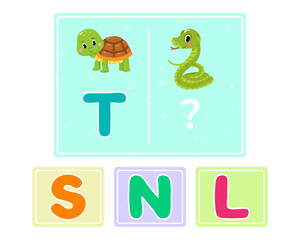 Educational logic game for kids. Children's alphabet education. Development of logic iq. Visual intelligence, mind games. Vector illustration.