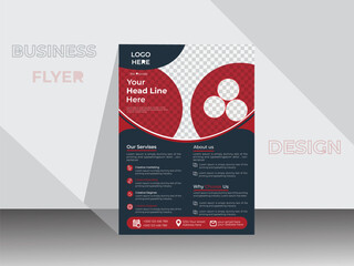 Modern and creative business flyer design template with red and black Color .