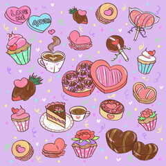 Tapiz de postres de san valentín