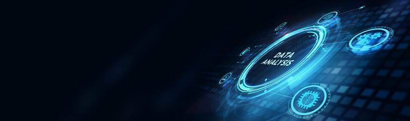 Data Analysis for Business and Finance Concept. Information report for digital business strategy. Business, technology, internet and networking concept. 3d illustration