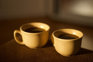 bouquet of flowers on the table with cups of coffee