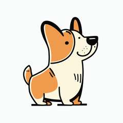 Illustration of fluffy cartoon style orange and white dog, happy dog isolated on white background.