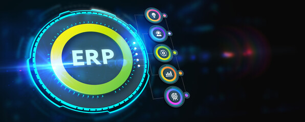 Business, Technology, Internet and network concept. Enterprise resource planning ERP concept. 3d illustration