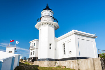 Building view of the Cihou Lighthouse in Kaohsiung, Taiwan.