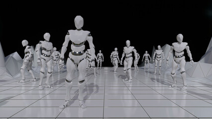 Digital Robot Technology Background 3d render