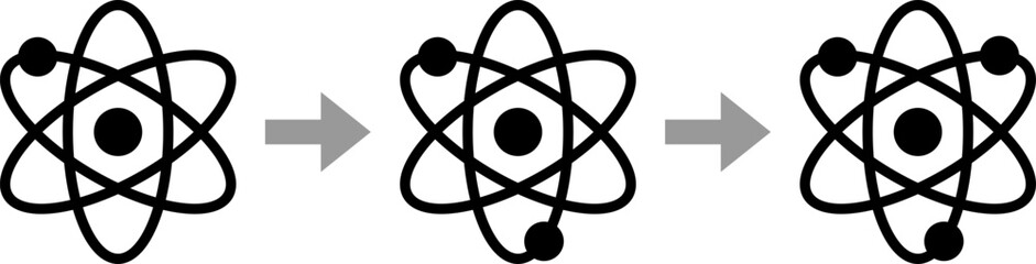 Atomic Chemical Nuclear Chain Reaction Icon. Vector Image.