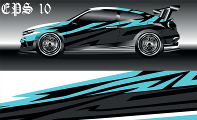 Obraz premium Car wrap design. Livery design for racing car. sedan, hatchback. vector format.