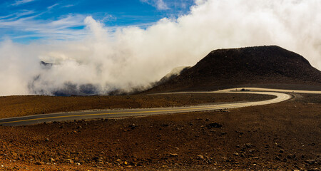 Roadway To The Pu' u' ula' ula Summit Observation House, Haleakala National Park, Maui, Hawaii, USA