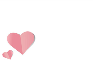 Valentines day background. Valentine`s day header or banner design with heart pattern. Paper art. Vector illustration on white background